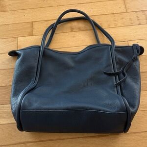 Elegant navy  Leather Tote Bag